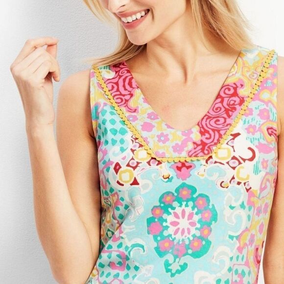 Talbots Women's Medallion Interlock Paisley Shift Dress Size MP - Picture 4 of 13